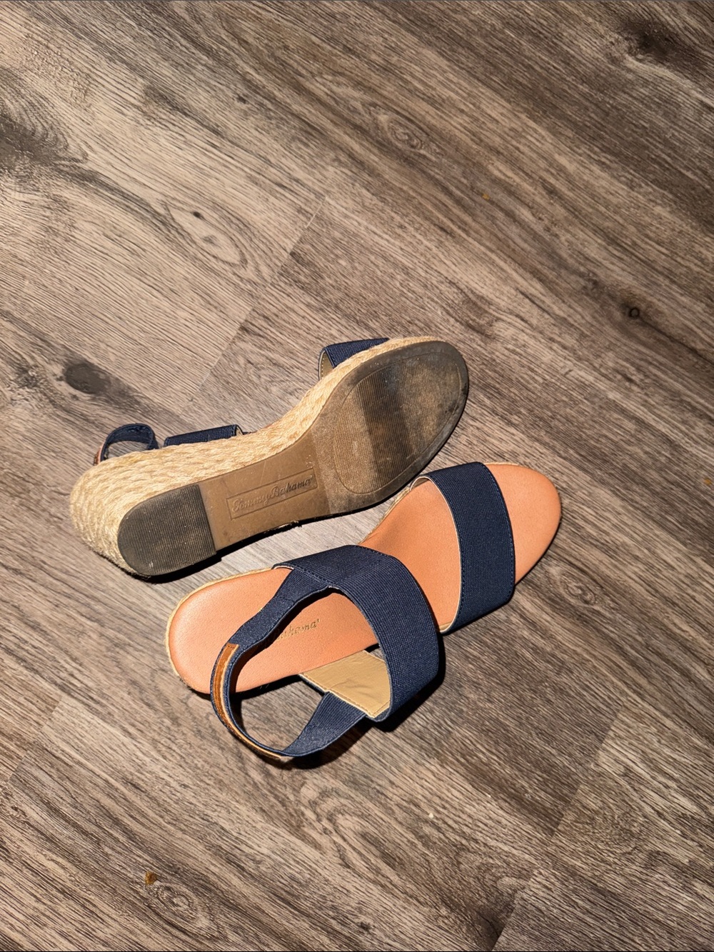 Tommy Bahama Navy Elastic Espadrille Wedge Sandals - Picture 3 of 7